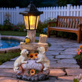 Outside Dog Statue with Solar Lantern, Garden Welcome Sign Dog Solar Figurines by ZYLiWoo