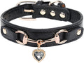 THAIN Fashion Dog Collar with Bling Diamonds & Heart Charm – 5 Holes Adjustable by THAIN