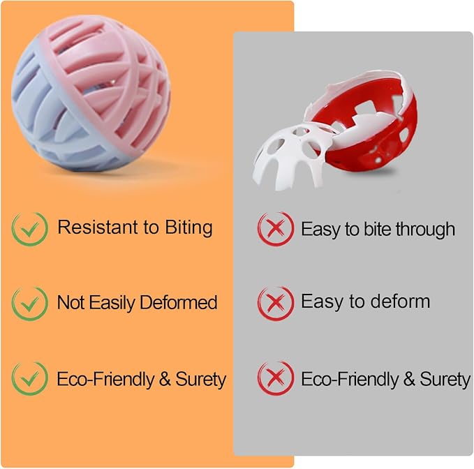 Rubber Cat Toy Balls with Inside Bell, Soft TPR Interactive Cat Ball Toys - Image 4