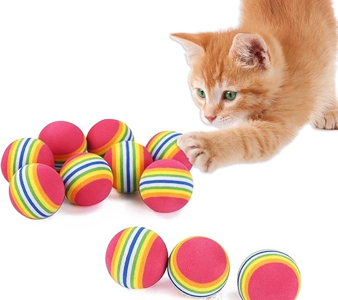 12PCS Foam Balls for Cats, Colorful Rainbow Cat Toy Sponge Balls Soft Pet Toy - Image 6