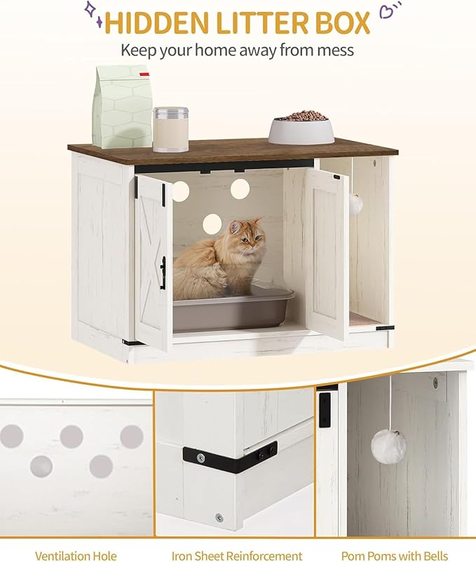 Cat Litter Box Enclosure, Hidden Litter Box Cabinet Furniture - Image 3