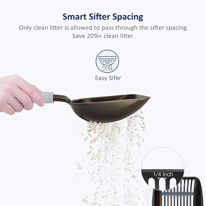 WePet Cat Litter Scoop, Non-Stick Plated Aluminum Alloy Sifter, Kitty Durable - Image 3