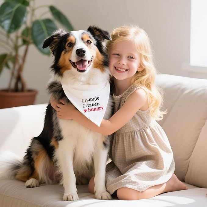 Funny Valentine's Day Dog Bandana, Single Taken Hungry Checklist Dog Bandana - Image 4
