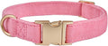 Soft Cotton Dog Collar with Metal Buckle Adjustable Heavy Duty Comfy Corduroy by YUDOTE