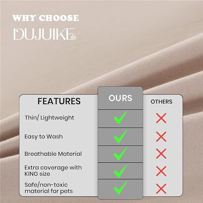 DUJUIKE Waterproof Bed Cover for Dog and Cats, Pet Hair Resistant Bed Sheet - Image 4