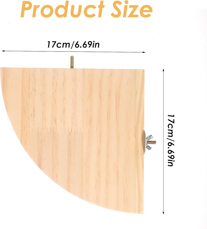 Bird Perch Platform Stand Wooden Parrot Perch Corner 6.7 Inches Fan Shape - Image 2