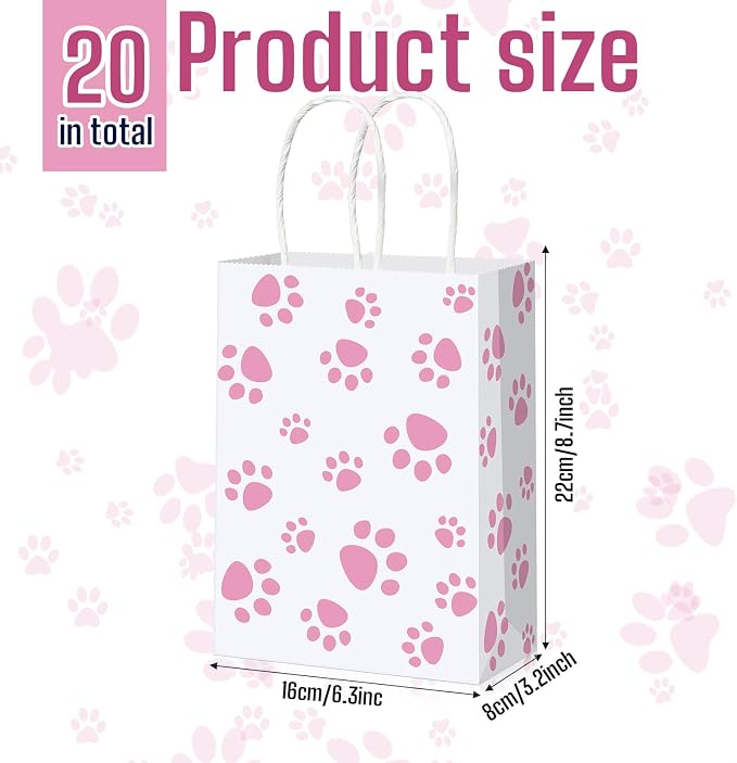 Blulu 20 Pcs Puppy Dog Paw Gift Bags - Image 3