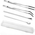4-Piece Stainless Steel Reptile Feeding Tongs & Spoons Set – Curved/Straight by Unknown