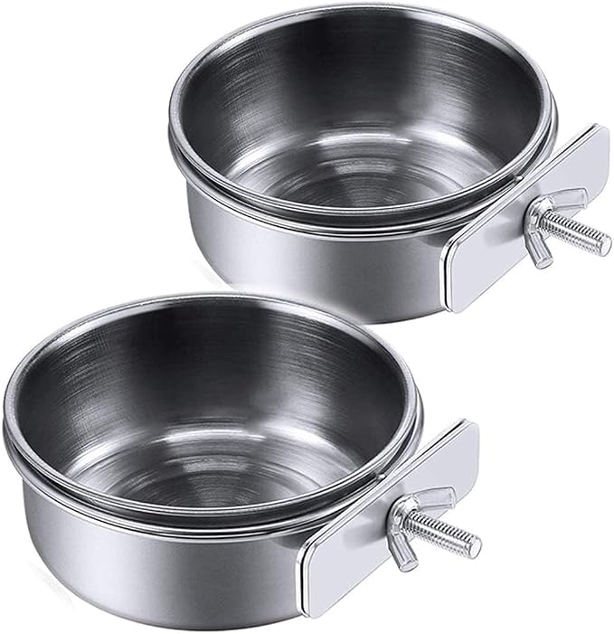 PINVNBY Parrot Feeding Cups Birds Food Dish Stainless Steel Parrot Feeders by PINVNBY