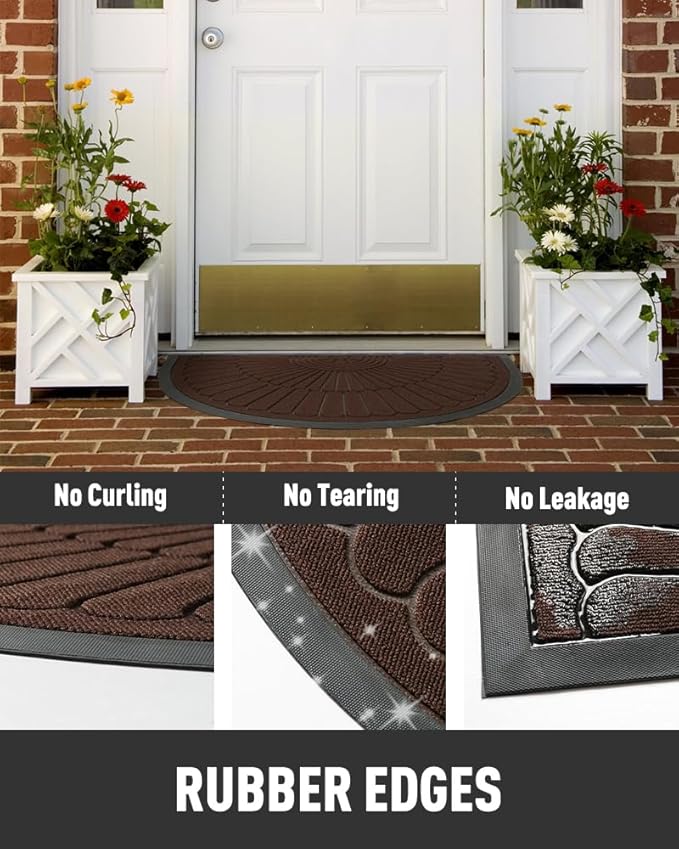 tchdio Door Mat Outdoor Indoor Entrance Doormat-Semicircular Durable Rubber Non - Image 5