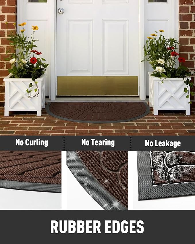 tchdio Door Mat Outdoor Indoor Entrance Doormat-Semicircular Durable Rubber Non - Image 4