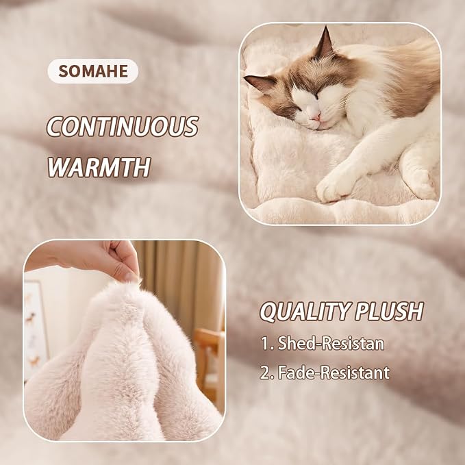Self-Warming Cat Bed, Plush Faux Fur Pet Bed Mat - Image 7