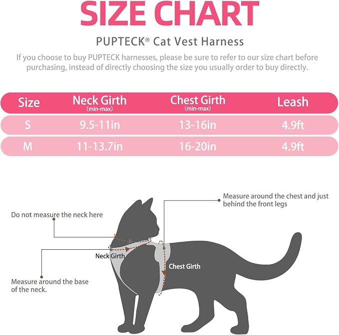 PUPTECK Cat Harness and Leash Set Escape Proof Reflective Cat Walking Harness - Image 2
