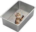 Kirecoo Stainless Steel Cat Litter Box XXL- Metal High Sided Cat Pan, Large by Kirecoo