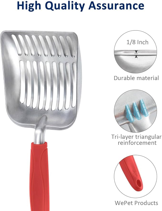 WePet Cat Litter Scoop, Aluminum Alloy Sifter, Kitty Metal Scooper, Deep Shovel - Image 4