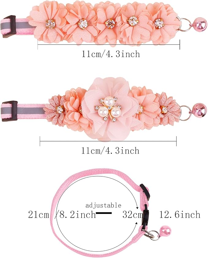 2 Pack Cat Collar Pink Floral - Image 3