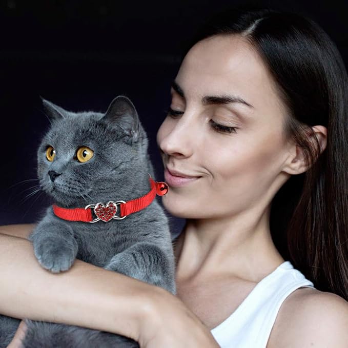 2 Pcs Cat Collars Heart Bling Breakaway - Image 7