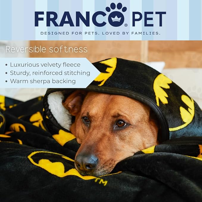 Franco Pet Batman DC Comics Bat Shield Logo XL Oversized Super Soft Cozy - Image 5