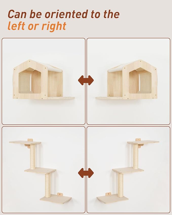 Cat Wall Shelves for Large Cats, 5-in-1 Cat Wall Furniture - Image 8