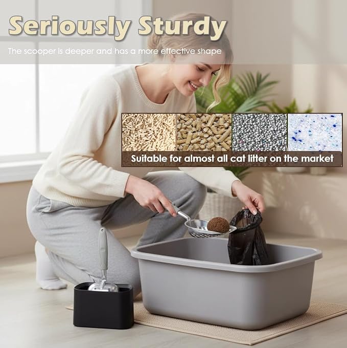 Metal Cat Litter Scoop with Holder, Aluminum Cats Litter Scooper Captures All - Image 8