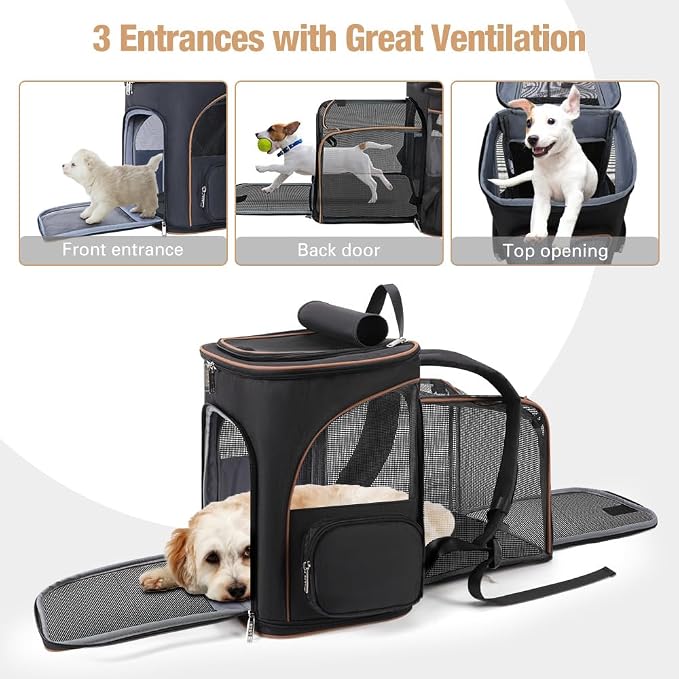 Lekereise Black Cat Backpack for Large Cats and Dogs Up to 20-25 Lbs Expandable - Image 3