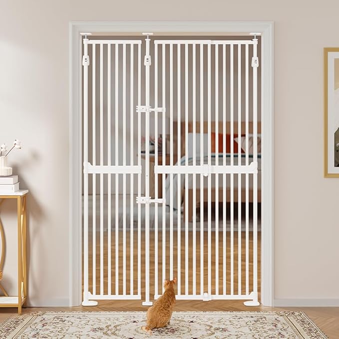 unipaws 75" High Extra Tall Cat Gate, Auto Closing and No Drilling Safety Gate by unipaws