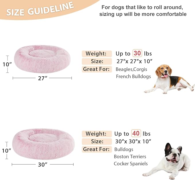WNPETHOME Calming Dog Bed & Cat Bed Donut, Faux Fur Self-Warming Donut Cuddler - Image 5