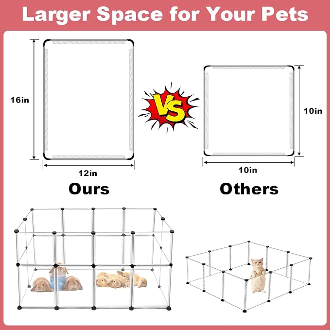 24 Panels Portable Small Animals Playpen, Portable Plastic Enclosure, Puppy - Image 3