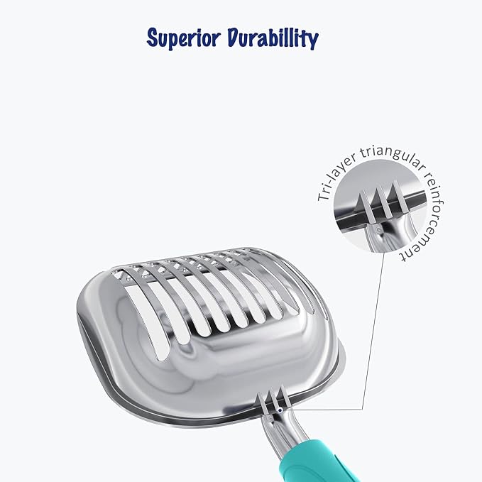 WePet Cat Litter Scoop, Aluminum Alloy Sifter, Kitty Metal Scooper, Deep Shovel - Image 3