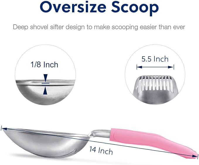 WePet Cat Litter Scoop, Aluminum Alloy Sifter, Kitty Metal Scooper, Deep Shovel - Image 2