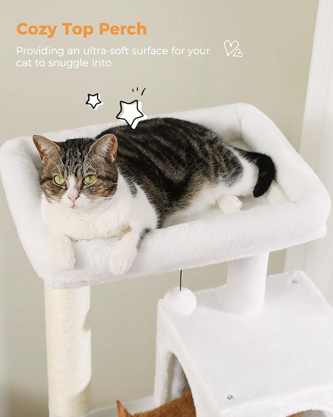 Cat Tree for Large Cats with Metal Plush Big Hammock, 56.3" Cat Tower for - Image 5