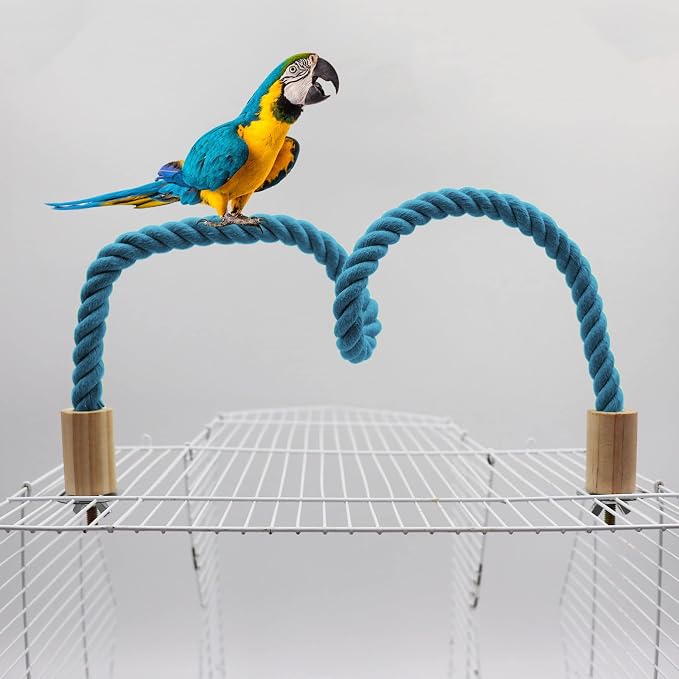 2 Pack Bird Rope Perch and Swing, Bird Cage Stand Pole Accessories, Climbing Toy - Image 3