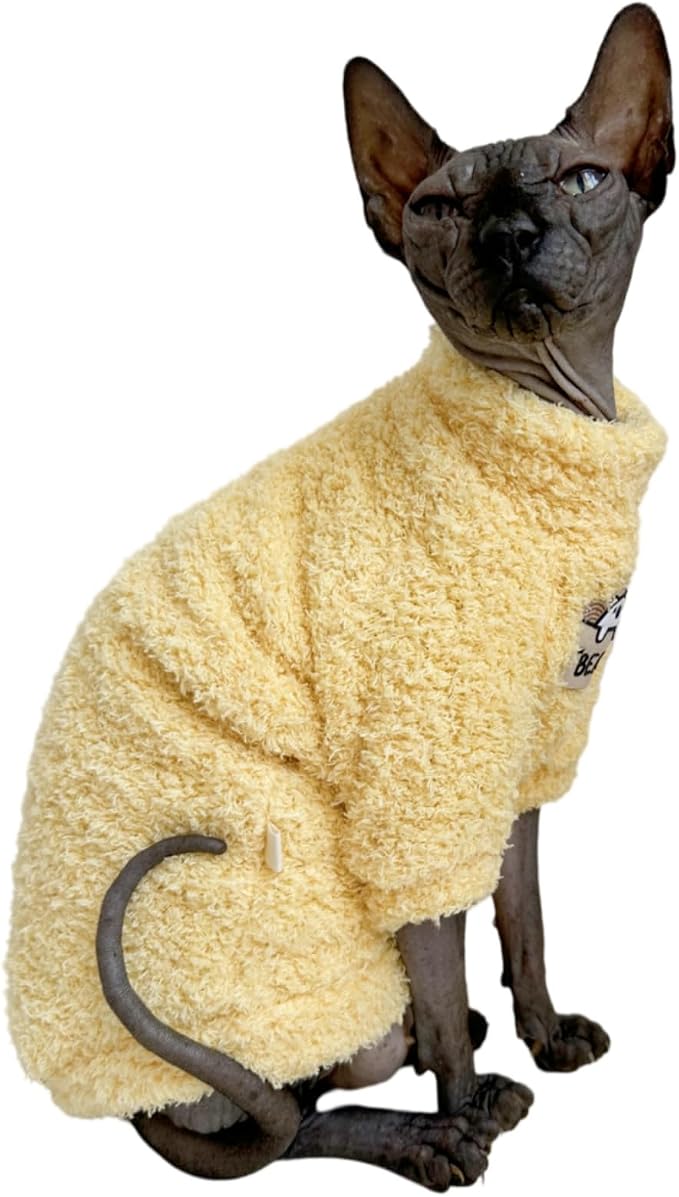 Sphynx Cat Clothes Hairless Cat Super Soft Warm Fleece T Shirt Elastic Winter - Image 2