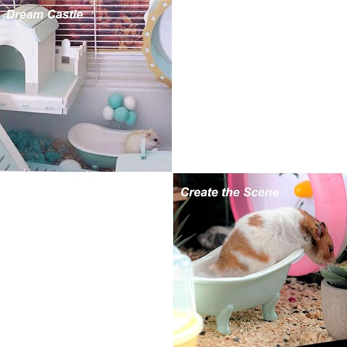 Summer Hamster Ceramic Bed Bathtub, Small Animal Ice Accessories Cage Hideout - Image 3