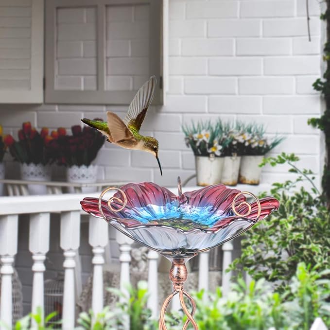 MUMTOP 31 Inch Height Glass Birdbath Birdfeeder - Image 4