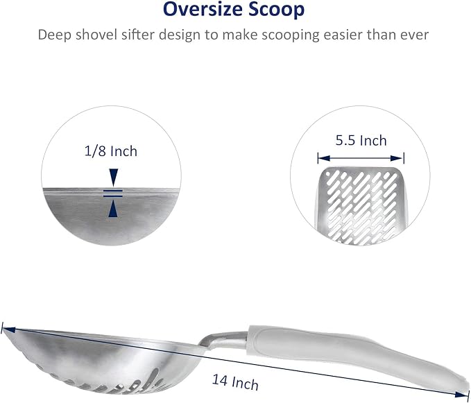 WePet Cat Litter Scoop, Aluminum Alloy Sifter, Kitty Metal Scooper, Deep Shovel - Image 2