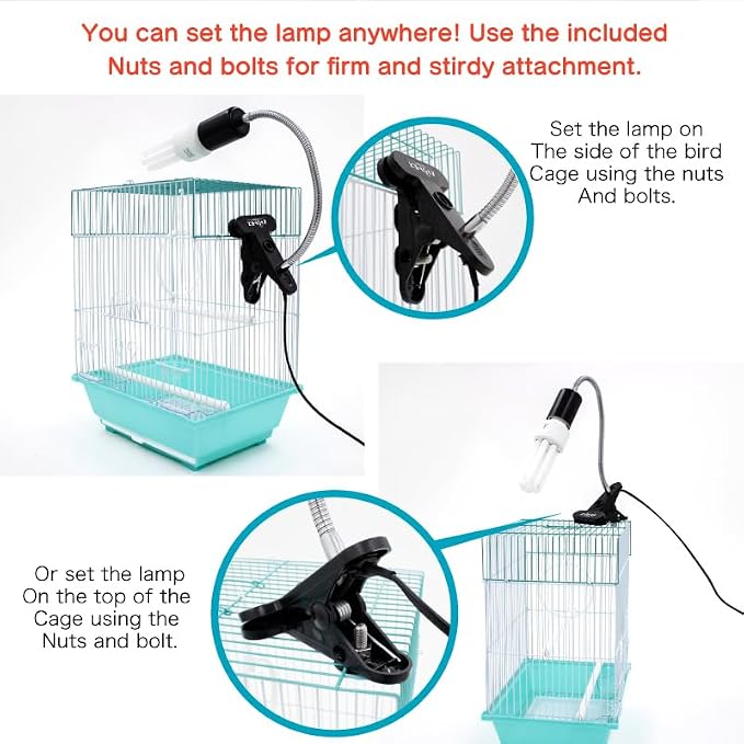 FUNKS TORITOMOSU Bird Cage UVB Light Combo Kit, AvianSun Lamp 2.4% UVB UVA 20W - Image 8