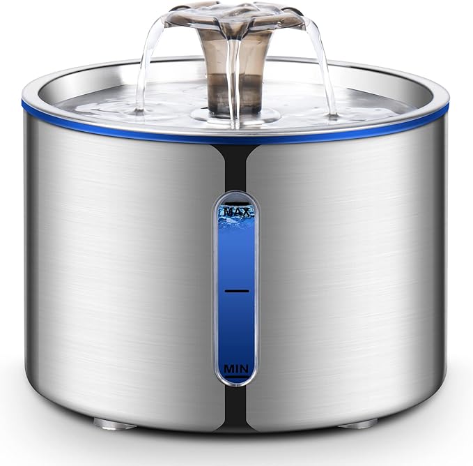 Cat Water Fountain, 84oz/2.5L Stainless Steel Pet Water Fountain, Automatic Dog by BOORCA