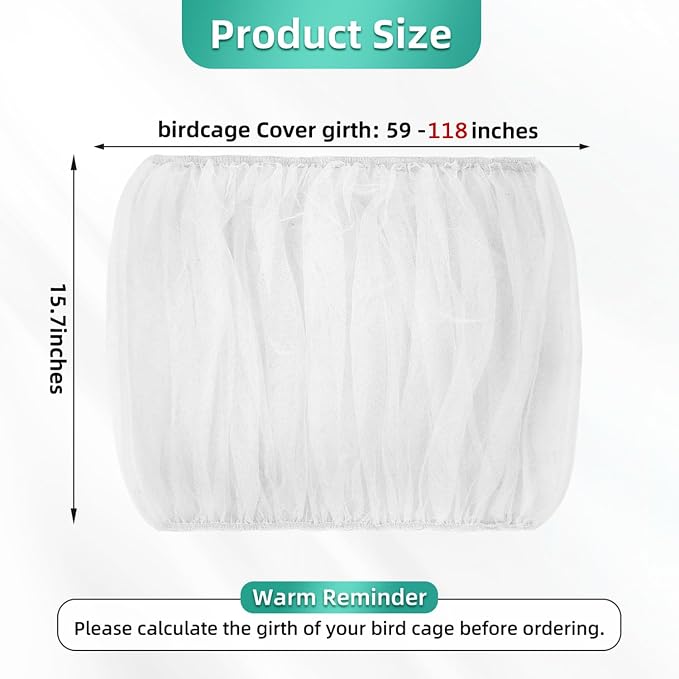 Large Bird Cage Cover, Bird Cage Seed Catcher, Adjustable Soft Airy Nylon Mesh - Image 7