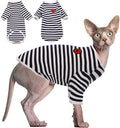 DENTRUN Hairless Cats Shirt Breathable Cat Daily Wear Clothes Stripe Vest by DENTRUN
