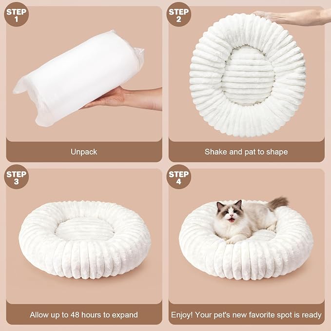 Self Warming Cat Bed, Donut Pet Bed - Image 6