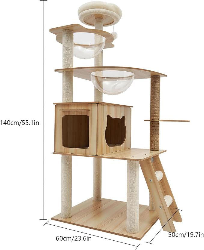 Wood Cat Tree, Modern 5-Tier Wooden Cat Tree, Wooden Tower - Image 2