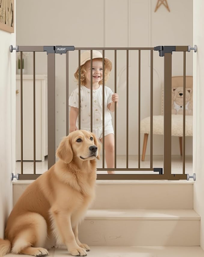 29.5-40.5" Baby Gate for Stairs, Dog Gate for Doorways, Walk Thru Auto Close by PLZOIT-Baby