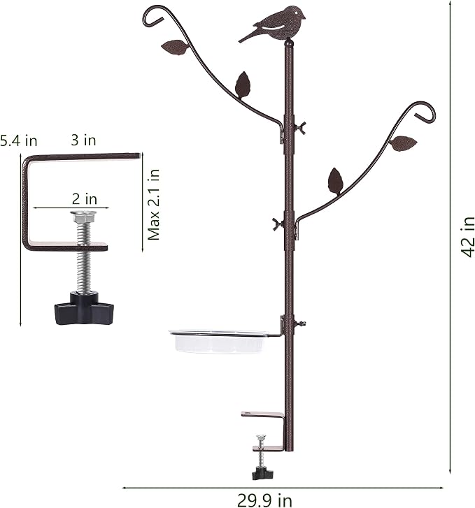 Deck Bird Feeder Pole Porch Multi-Hooks Hanging Kit - Image 2