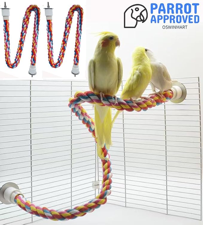 2pcs 48inch Parrot Rope Perches, Bendable Climbing Standing Chew Cage Toys - Image 5