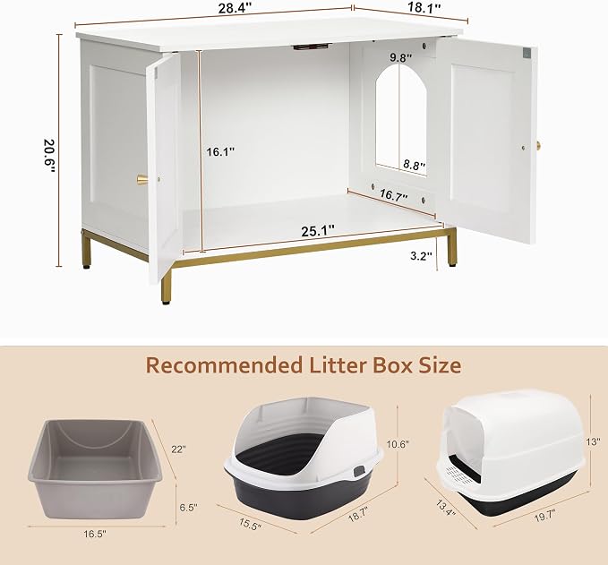 Homhedy Cat Litter Box Enclosure, Cat Washroom Furniture - Image 4