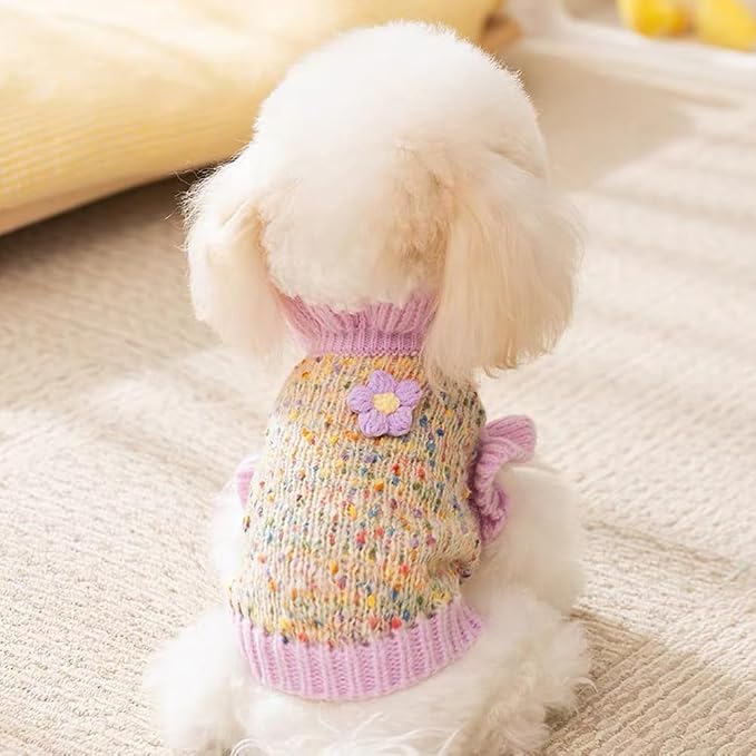 Purple Small Dog Sweater, Knitted Cat Sweater, Holiday Puppy Clothes - Image 7