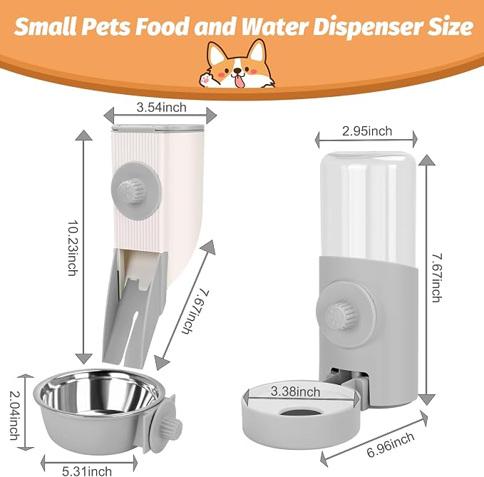 Yummy Sam Hanging Cage Automatic Small Pet Food Bowl Water Bottle Dispenser - Image 2