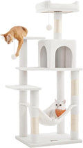 Feandrea Cat Tree, 55.1-Inch Cat Tower, Plush Multi-Level Condo by FeandreabySONGMICSHOME