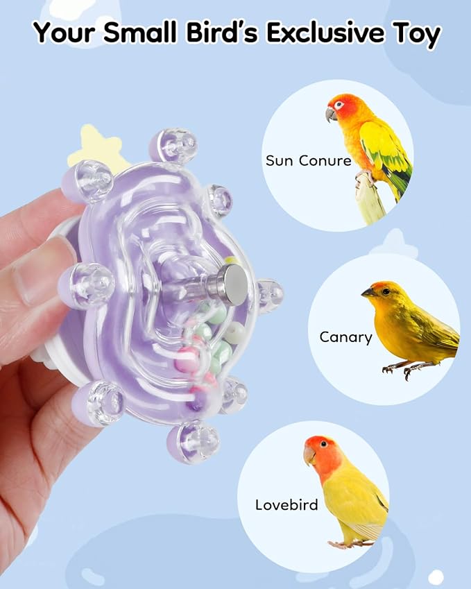 Pawfly 2 Pcs Bird Toys for Parakeets, Colorful Spinning Wheel Chew Toys - Image 8